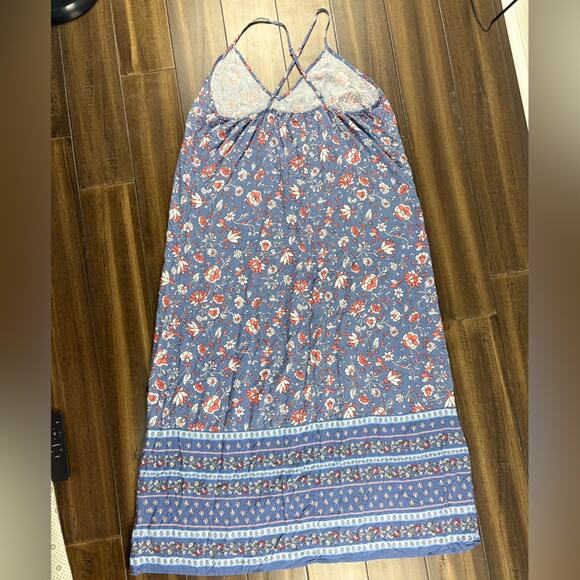 Old Navy Size XL Plus Size Blue, Pink, Floral Paisley Dress V neck Midi/Maxi - Picture 12 of 14